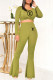 Green Fashion Casual Print Letter O Neck Long Sleeve Two Pieces