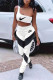 White Fashion Casual Print Letter One Shoulder Sleeveless Two Pieces