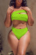 Fluorescent Green Sexy Solid Hollowed Out Patchwork Swimwears