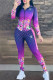 Purple Fashion Casual Print Patchwork O Neck Long Sleeve Two Pieces