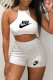White Fashion Casual Print Patchwork Halter Sleeveless Two Pieces