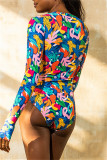 Pink Fashion Sexy Print Basic Swimwears
