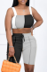 Black Gray Sexy Solid Patchwork Square Collar Sleeveless Two Pieces