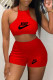 Red Fashion Casual Print Patchwork Halter Sleeveless Two Pieces