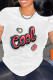 White Fashion Casual Print Basic O Neck T-Shirts