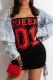 Black Sportswear Print Patchwork Strapless Pencil Skirt Dresses