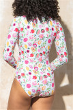 Pink Fashion Sexy Print Basic Swimwears