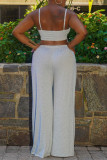 Grey Sexy Casual Solid Backless Asymmetrical Spaghetti Strap Sleeveless Two Pieces