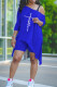 Blue Fashion Casual Print Patchwork Asymmetrical Oblique Collar Half Sleeve Two Pieces