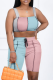 Pink Sexy Solid Patchwork Square Collar Sleeveless Two Pieces