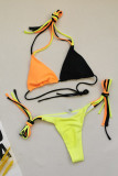 Green Fashion Sexy Solid Patchwork Backless Strap Design Swimwears