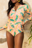 Pink Fashion Sexy Print Basic Swimwears