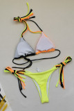 Green Fashion Sexy Solid Patchwork Backless Strap Design Swimwears