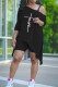 Black Fashion Casual Print Patchwork Asymmetrical Oblique Collar Half Sleeve Two Pieces