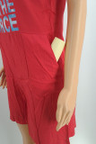 White Casual Print Patchwork U Neck Straight Rompers