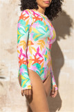 Pink Fashion Sexy Print Basic Swimwears