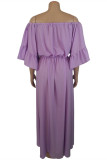Purple Fashion Casual Solid Patchwork Off the Shoulder Long Dress