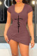 Rust Red Fashion Casual Print Basic V Neck Short Sleeve Dress