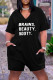 Black Casual Letter Print Patchwork V Neck Loose Rompers