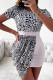 Light Pink Casual Elegant Print Patchwork Asymmetrical O Neck One Step Skirt Dresses