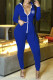 Blue Fashion Casual Print Letter O Neck Jumpsuits
