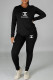 Black Fashion Casual Print Letter O Neck Long Sleeve Two Pieces
