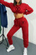 Red Fashion Casual Print Letter O Neck Long Sleeve Two Pieces