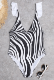 Black And White Sexy Print Patchwork Swimwears