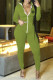 Green Fashion Casual Print Letter O Neck Jumpsuits