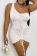 White Sexy Solid Patchwork Fold Oblique Collar Dresses