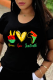 Black Casual Print Patchwork O Neck T-Shirts