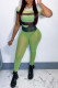 Green Sexy Print Patchwork See-through O Neck Short Sleeve Two Pieces