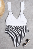 Black And White Sexy Print Patchwork Swimwears