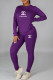 Purple Fashion Casual Print Letter O Neck Long Sleeve Two Pieces