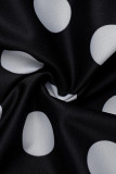 Black Fashion Sexy Dot Print Patchwork V Neck Regular Romper