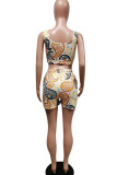 Red Blue Casual Print Patchwork U Neck Two Pieces