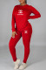Red Fashion Casual Print Letter O Neck Long Sleeve Two Pieces