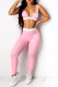 Pink Fashion Sportswear Print Letter V Neck Sleeveless Two Pieces