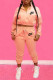 Pink Fashion Casual Print Letter O Neck Long Sleeve Two Pieces