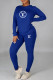 Blue Fashion Casual Print Letter O Neck Long Sleeve Two Pieces