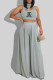 Grey Fashion Casual Print Letter O Neck Sleeveless Two Pieces