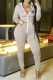 Grey Fashion Casual Print Letter O Neck Jumpsuits