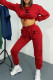 Red Fashion Casual Print Letter O Neck Long Sleeve Two Pieces
