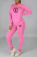 Light Purple Fashion Casual Print Letter O Neck Long Sleeve Two Pieces