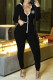 Black Fashion Casual Print Letter O Neck Jumpsuits
