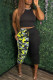 Black Casual Print Camouflage Print Split Joint O Neck Sleeveless Two Pieces