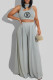 Grey Fashion Casual Print Letter O Neck Sleeveless Two Pieces
