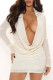White Sexy Solid Sequins Patchwork Pencil Skirt Dresses