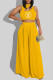 Yellow Fashion Casual Print Letter O Neck Sleeveless Two Pieces