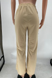 Grey Casual Street Solid Hollowed Out Patchwork Zipper Boot Cut High Waist Speaker Solid Color Bottoms